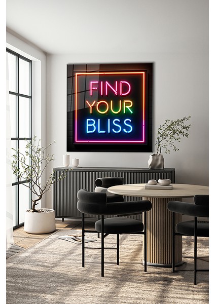 Neon Stil Slogan 4 Kare Cam Tablo indirimleri