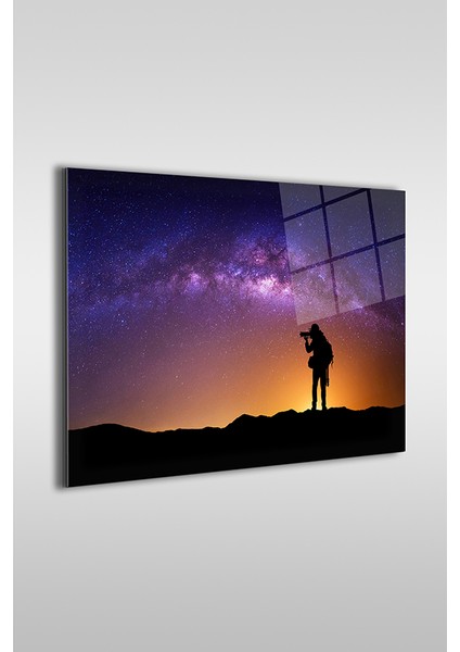 Samanyolu ve Insan Silüeti Yatay Cam Tablo fiyatları