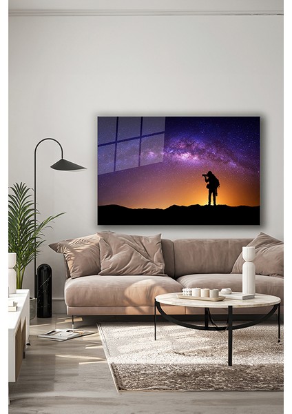 Samanyolu ve Insan Silüeti Yatay Cam Tablo indirimleri