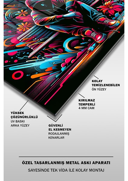 Yalnız Çocuk Grafiti Kare Cam Tablo