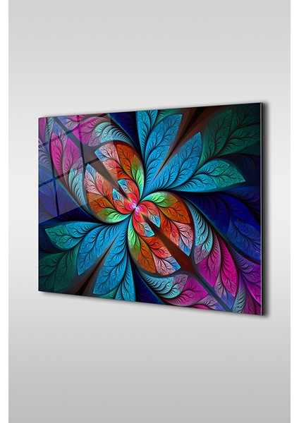 Fraktal Soyut Balıklar Modern Yatay Cam Tablo