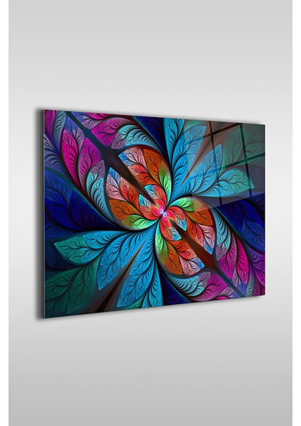 Fraktal Soyut Balıklar Modern Yatay Cam Tablo fiyatları