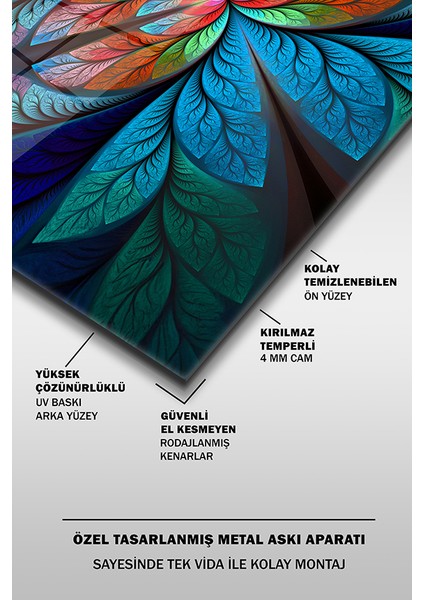 Fraktal Soyut Balıklar Modern Yatay Cam Tablo fırsatları