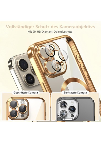 Apple iPhone 16 Plus Kılıf Kamera Lens Korumalı Magsafe Wireless Şarj Destekli Parlak Titanium Renkli Kenarlı Arkası Şeffaf