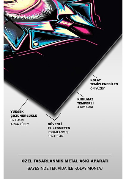 Bay Şempanze Pop Art Dikey Cam Tablo fırsatları