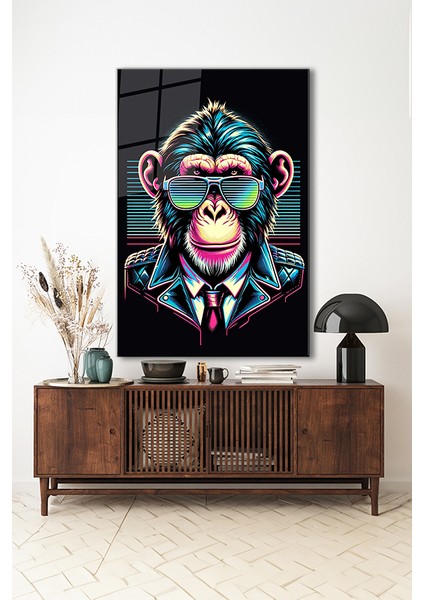 Bay Şempanze Pop Art Dikey Cam Tablo indirimleri