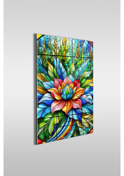 Vitray Stil Çiçekler 2 Dikey Cam Tablo fiyatları