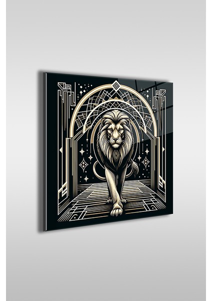 Dekoratif Aslan Kare Cam Tablo fiyatları