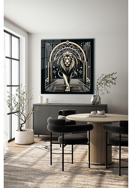 Dekoratif Aslan Kare Cam Tablo indirimleri