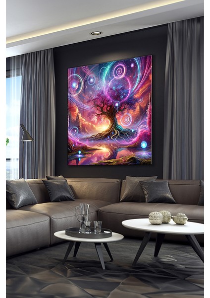 Fantastik Hayat Ağacı Kare Cam Tablo modelleri