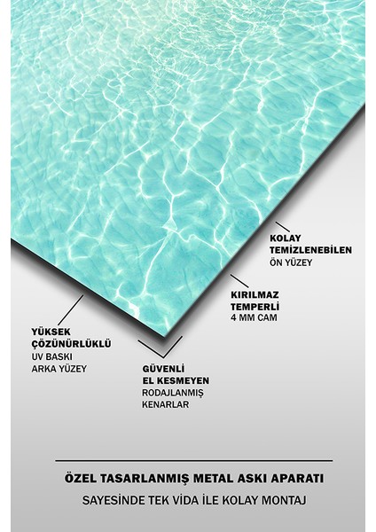 Berrak Okyanus Dekoratif Yatay Cam Tablo fırsatları