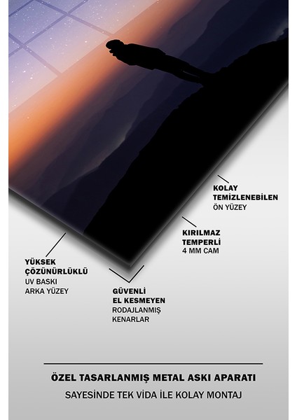Gökyüzü ve Insan Silüeti Dekoratif Yatay Cam Tablo fırsatları