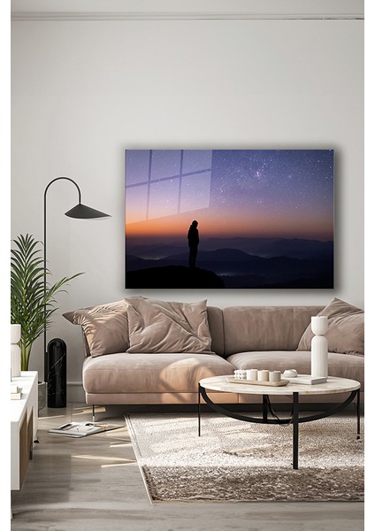 Gökyüzü ve Insan Silüeti Dekoratif Yatay Cam Tablo indirimleri