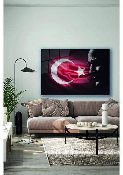 Atatürk ve Türk Bayrağı Yatay Cam Tablo indirimleri