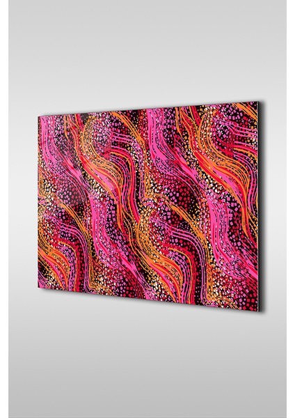 Pembe ve Turuncu Grunge Desen Dekoratif Yatay Cam Tablo