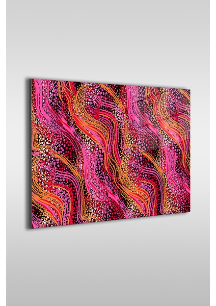 Pembe ve Turuncu Grunge Desen Dekoratif Yatay Cam Tablo fiyatları