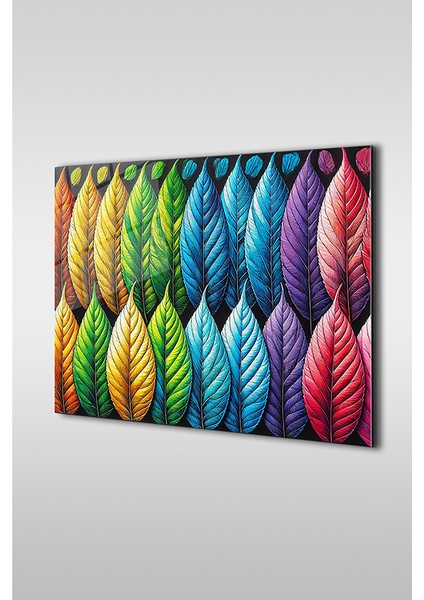 Renkli Yapraklar Yaratıcı Dekoratif Yatay Cam Tablo