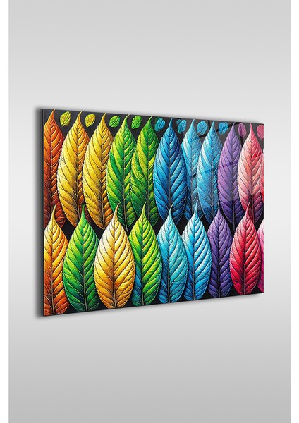 Renkli Yapraklar Yaratıcı Dekoratif Yatay Cam Tablo fiyatları