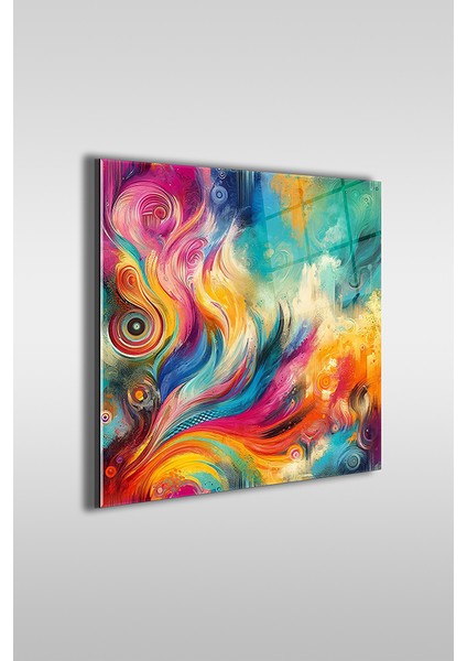 Renkli Soyut Desen Kare Cam Tablo fiyatları