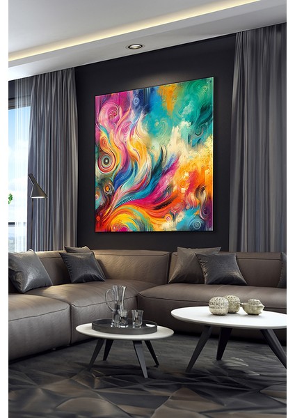 Renkli Soyut Desen Kare Cam Tablo modelleri