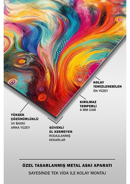 Renkli Soyut Desen Kare Cam Tablo fırsatları