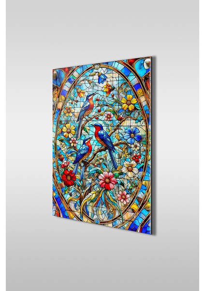 Vitray Stil Manzara Dikey Cam Tablo