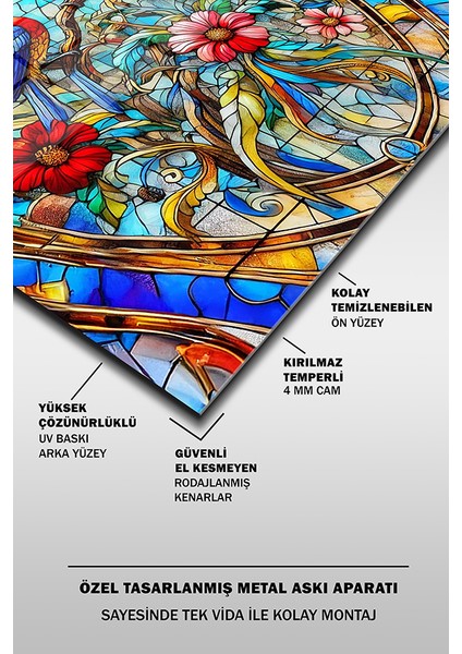 Vitray Stil Manzara Dikey Cam Tablo fırsatları