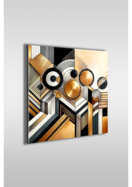 Altın Sarısı Soyut Tasarım Kare Cam Tablo fiyatları