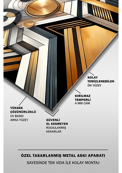 Altın Sarısı Soyut Tasarım Kare Cam Tablo fırsatları