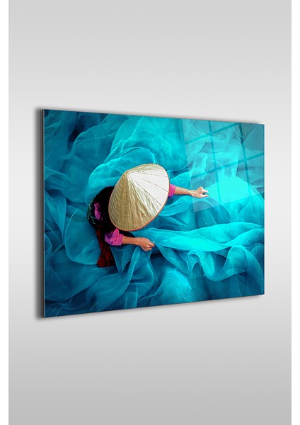 Tayvanlı Balıkçı Kız Modern Dekoratif Cam Tablo fiyatları