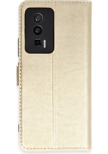 Xiaomi Poco F5 Pro Kılıf Trend S Plus Kapaklı Kılıf - Gold 13