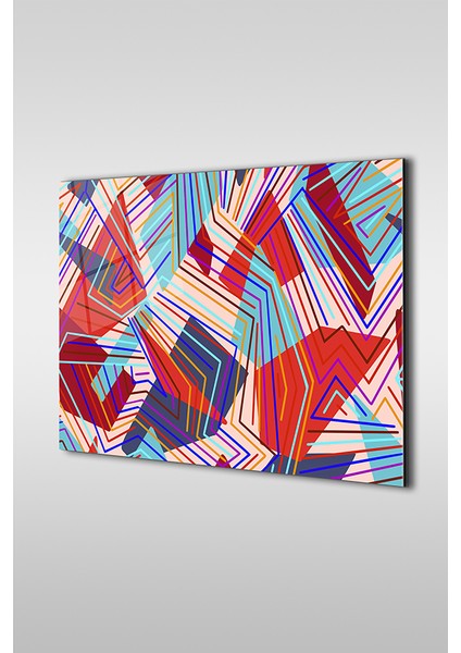 Zigzag Şekiller Dekoratif Yatay Cam Tablo