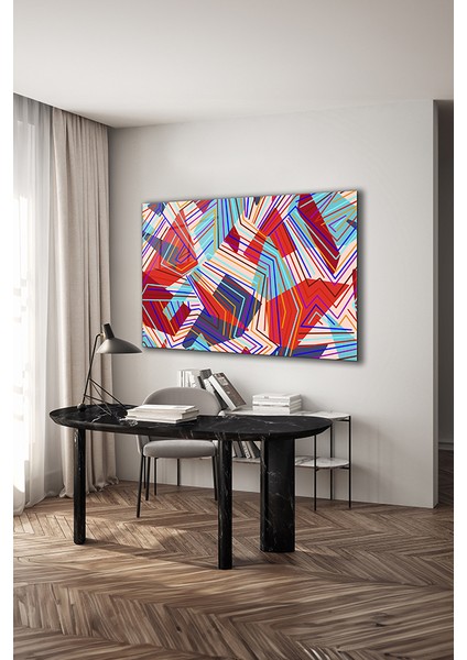 Zigzag Şekiller Dekoratif Yatay Cam Tablo modelleri