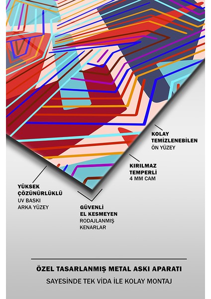 Zigzag Şekiller Dekoratif Yatay Cam Tablo fırsatları