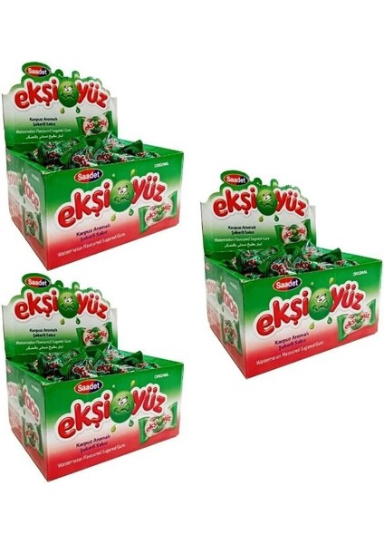 Ekşiyüz 3.5 gr x 100 Adet Karpuz Aromalı Sakız 3 Paket