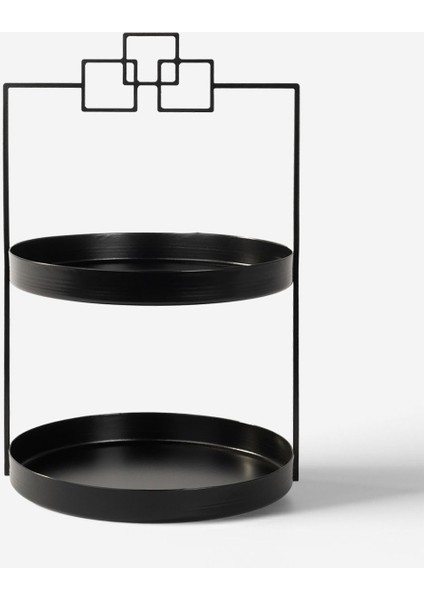 Tekno Trust 2 Katlı Siyah Metal Organizer - Çok Amaçlı Düzenleyici - Luna Kare