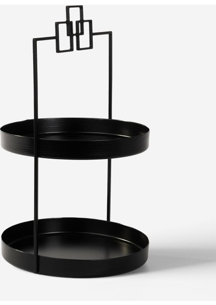 Tekno Trust 2 Katlı Siyah Metal Organizer - Çok Amaçlı Düzenleyici - Luna Kare