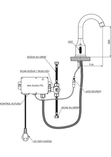 Fotoselli Lavabo Bataryası Çift Su Girişli FLB11 - Photocell Sink Mixer fiyatları