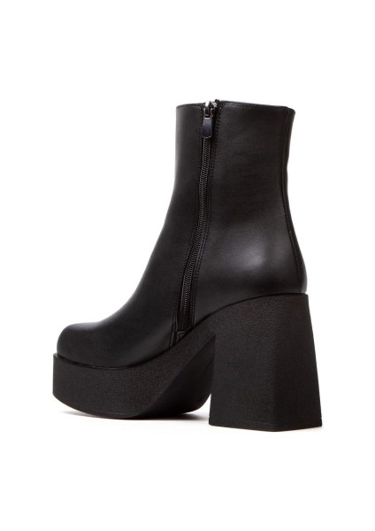 Kadın Siyah Platform Topuklu Fermuarlı Bot fırsatları
