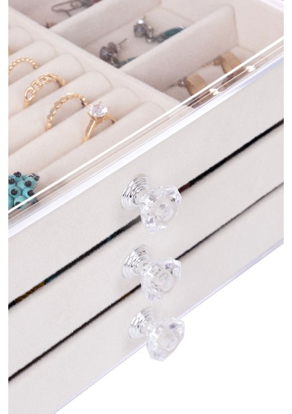 Tekno Trust Modern 3 Çekmeceli Takı Bijuteri Mücevher Kutusu Organizer Düzenleyici Beyaz 13 x 23 x 10 cm modelleri