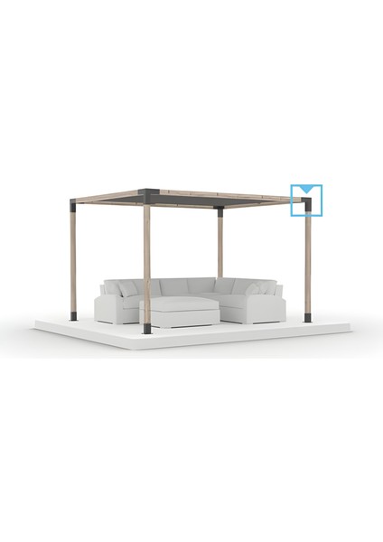 9x9 Ahşap Kirişler İçin 3 Kollu Pergola Köşe Kiriş Braketi