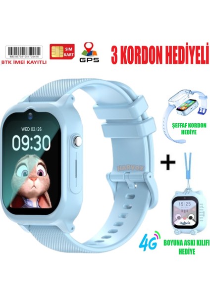 Harvox 4g Max Sim Kartlı Gps'li Çocuk Saati (2 Kordon ve Boyun Askılık Kılıfı HEDİYEİ)-(2024 Model)