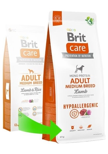 Brit Care Hypo-Allergenic Kuzu Etli Orta Irk Yetişkin Köpek Maması 12 kg