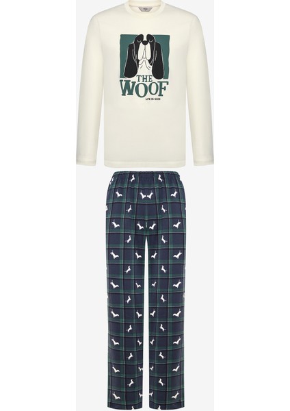 Woof Pantolon Kırık Beyaz Pijama Takımı