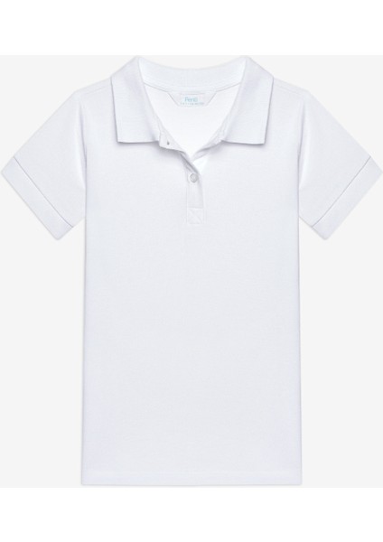 Unisex Beyaz Polo Yaka Organik Beyaz Tişört