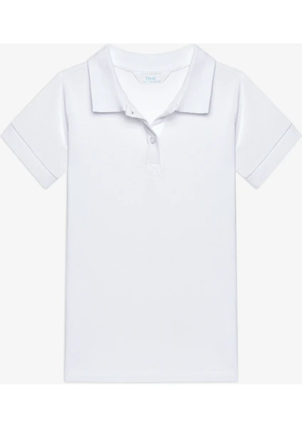 Unisex Beyaz Polo Yaka Organik Beyaz Tişört