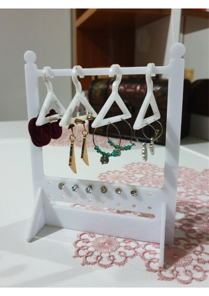 Beyaz Takı ve Küpe Organizeri, 4 Parça, Plastik, Şık ve Kullanışlı Tasarım