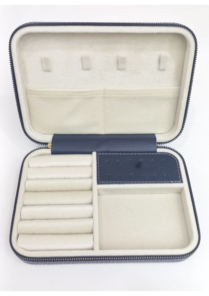 Lacivert Ahşap Takı Saklama Kutusu, Seyahat İçin Büyük Boy, Şık ve Kullanışlı modelleri