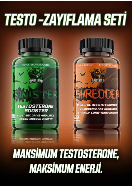 Sinister Booster Shredder Fat Burner Testo Cuts Definasyon Paketi 60 Kapsül