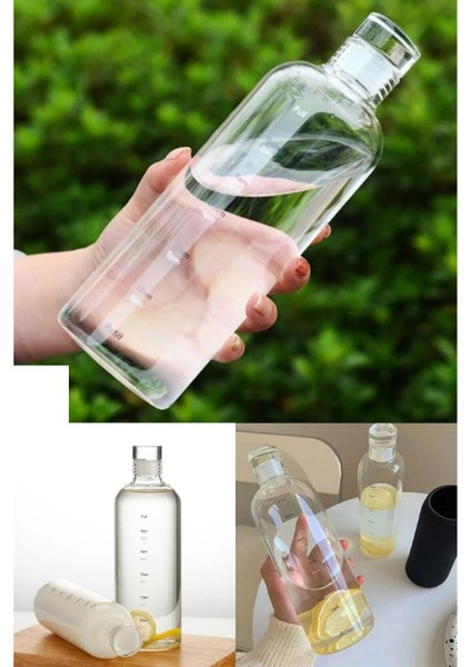 Sağlıklı Cam Su Şişesi 500 ml Motivasyonlu Sızdırmaz Matara Suluk